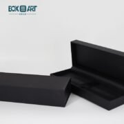 a black pen box with black leather
